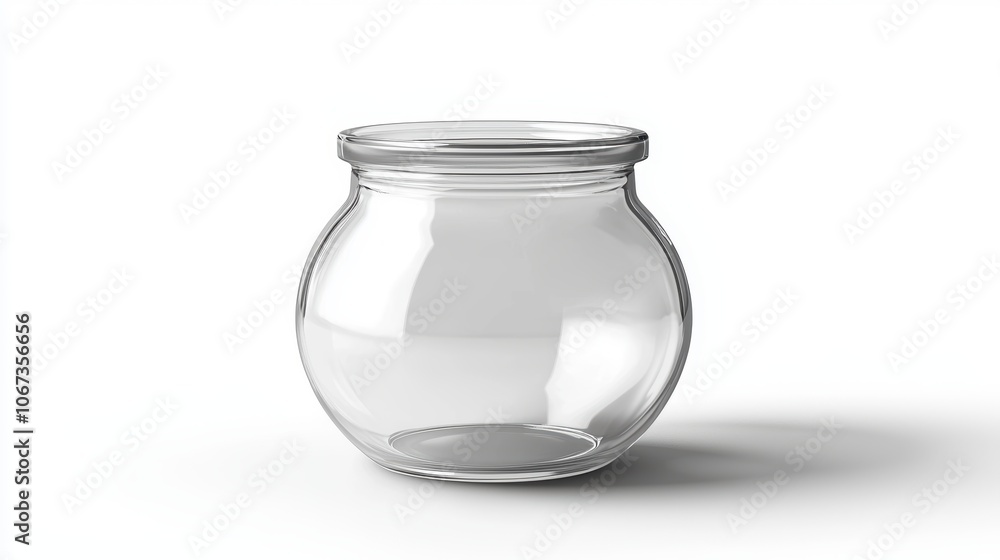 A clear glass vase sits on a white background A clear glass vase sits on a white background