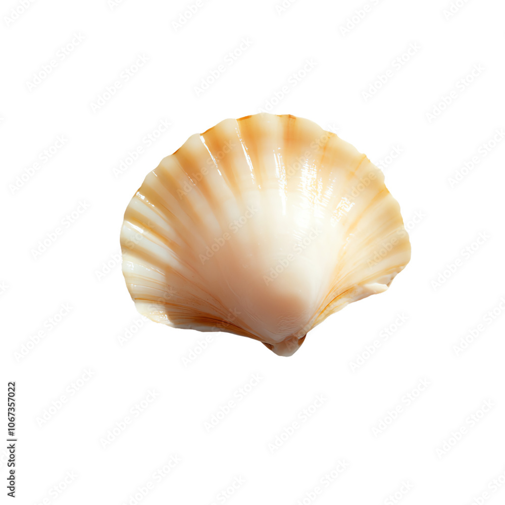 Beautiful scallop shell with intricate patterns, white isolate background, Transparent background. Beautiful scallop shell with intricate patterns, white isolate background, Transparent background.