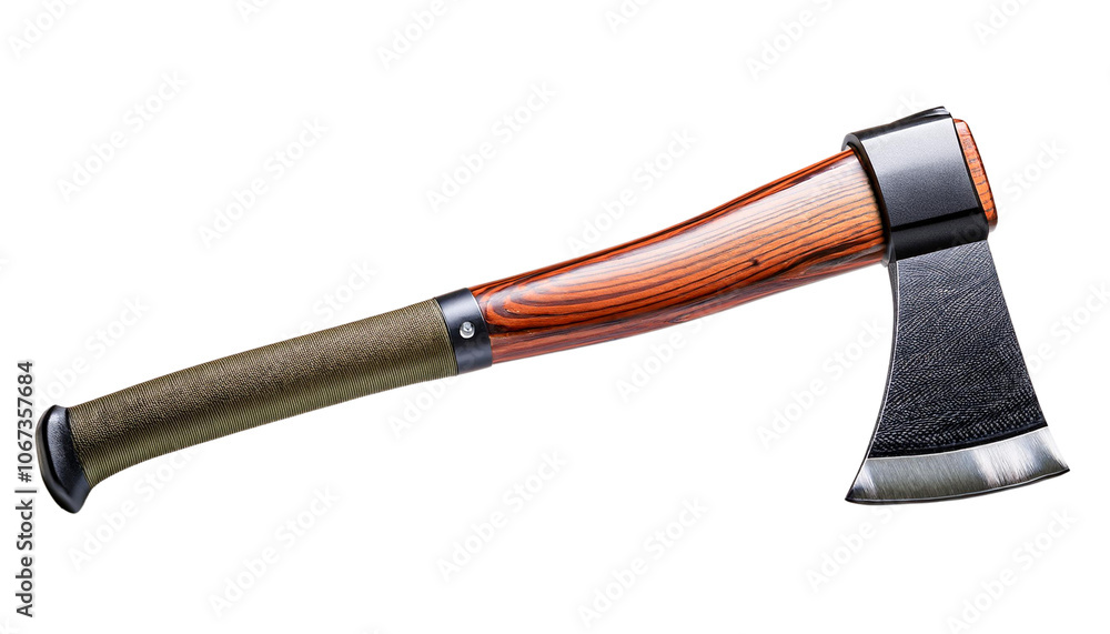Axe with wooden handle, white isolate background transparent Axe with wooden handle, white isolate background transparent