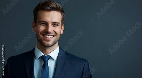 Retrato de um empresário sorridente de terno, foto profissional, isolado