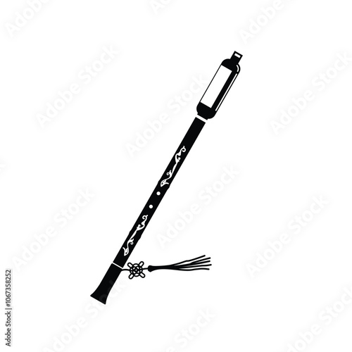 Traditional Chinese musical instrument logo illustration, pipa bawu silhouette suitable for music stores and communities