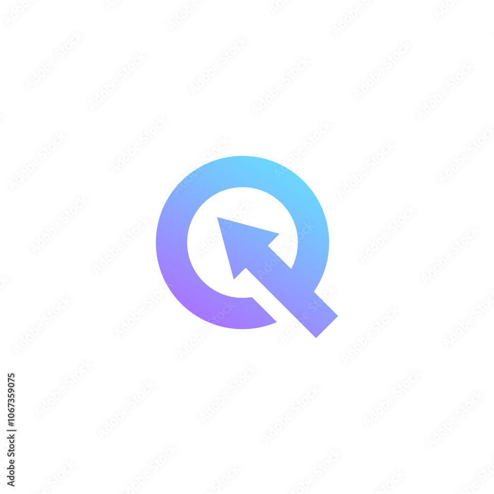 Letter Q Arrow Logo Design With Modern Color Letter Q Arrow Logo Design With Modern Color
