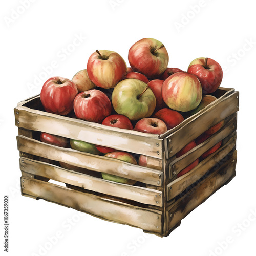 Wooden Crate Filled with Apples