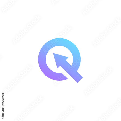 Letter Q Arrow Logo Design With Modern Color