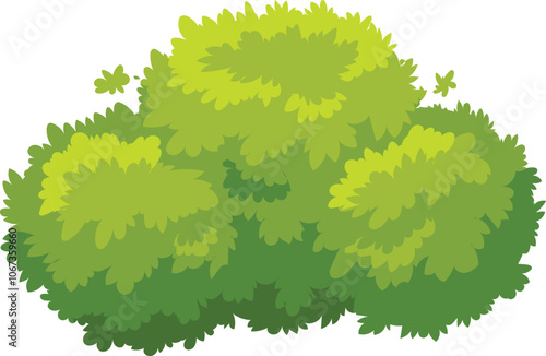 Lush green bush with multiple leaves creating a dense and vibrant foliage on a clean white background, conveying a sense of natural beauty and growth