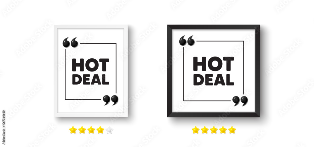 Picture frame with 3d quotation icon. Hot deal tag. Special offer price sign. Advertising discounts symbol. Hot deal chat message. Photo frame wall. 3d comma quotes. Vector Picture frame with 3d quotation icon. Hot deal tag. Special offer price sign. Advertising discounts symbol. Hot deal chat message. Photo frame wall. 3d comma quotes. Vector