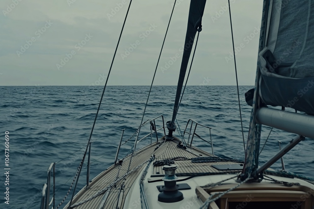 Sailing into the Horizon: A View from the Deck of a Yacht Sailing into the Horizon: A View from the Deck of a Yacht
