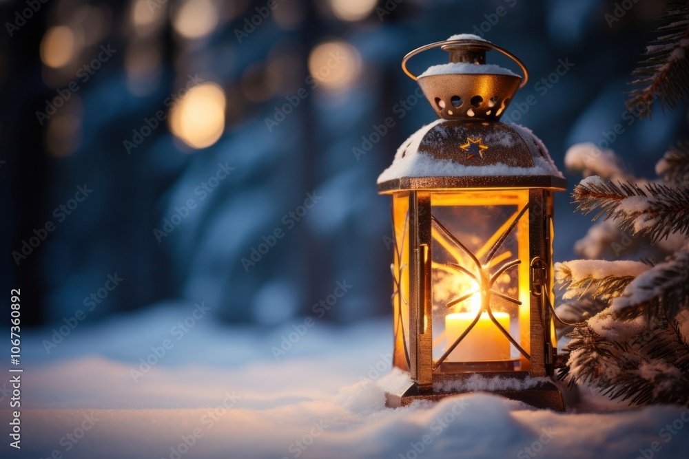 Lantern christmas light snow. Lantern christmas light snow.