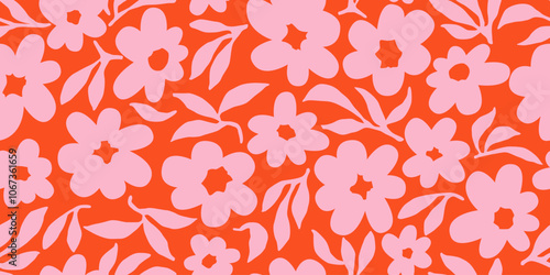 Exotic hand drawn flowers, seamless patterns with floral for fabric, textiles, clothing, wrapping paper, cover, banner, home decor, abstract backgrounds. Vector illustration.