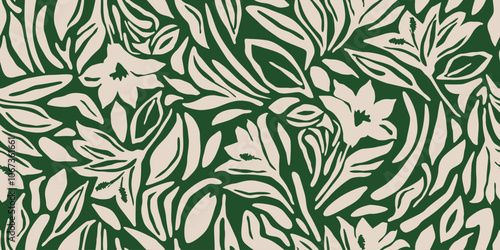 Exotic hand drawn flowers, seamless patterns with floral for fabric, textiles, clothing, wrapping paper, cover, banner, home decor, abstract backgrounds. Vector illustration.