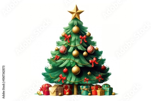 Christmas tree decoration plant white background.