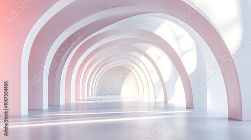 Abstract architecture background arched interior 3d render