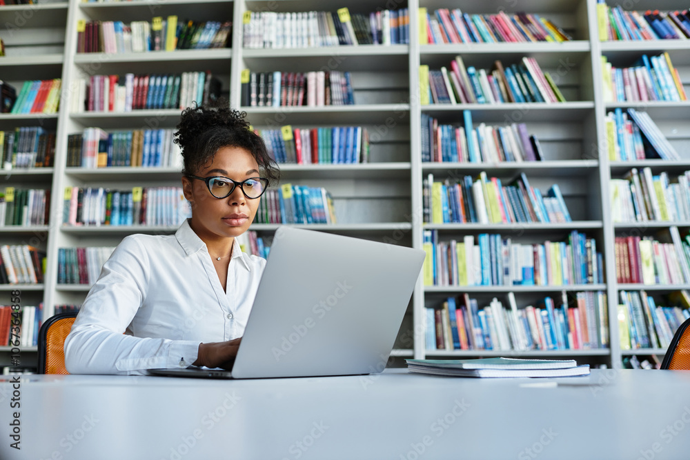 An engaged teacher focuses intently on her work at a desk surrounded by educational resources. An engaged teacher focuses intently on her work at a desk surrounded by educational resources.