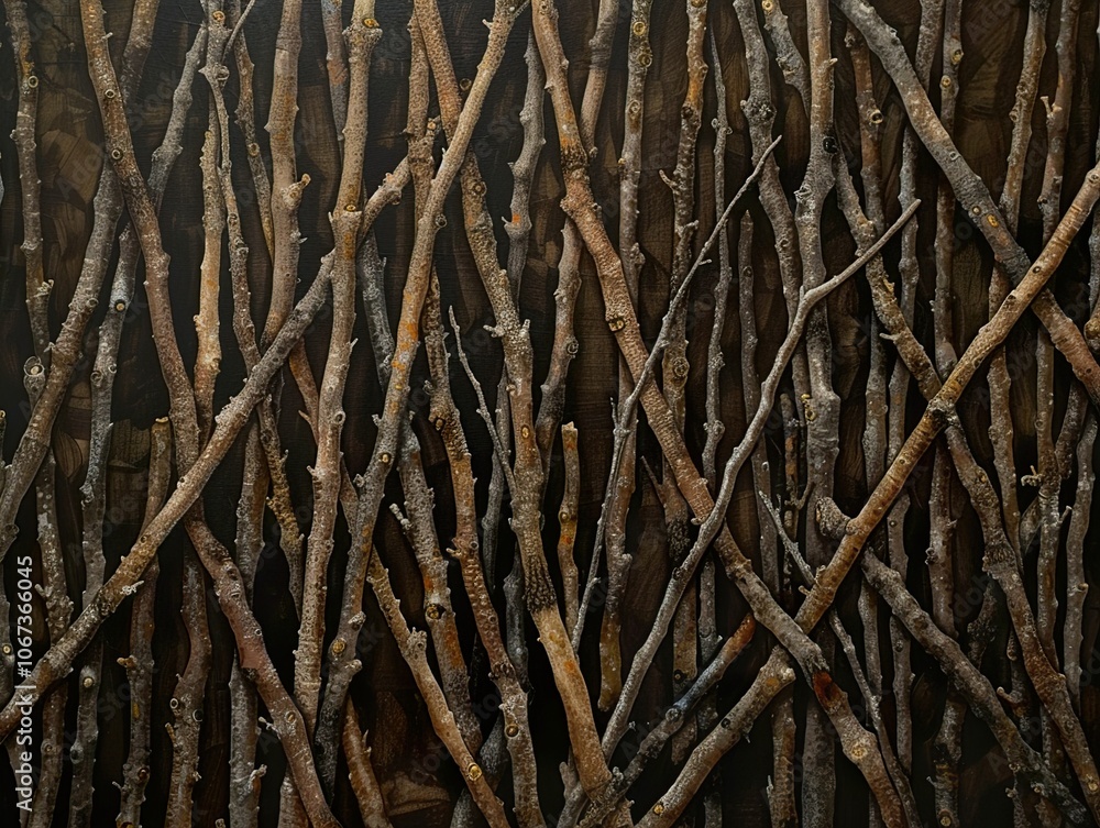Abstract Wood Texture: Twigs and Branches Pattern, Natural Background Abstract Wood Texture: Twigs and Branches Pattern, Natural Background