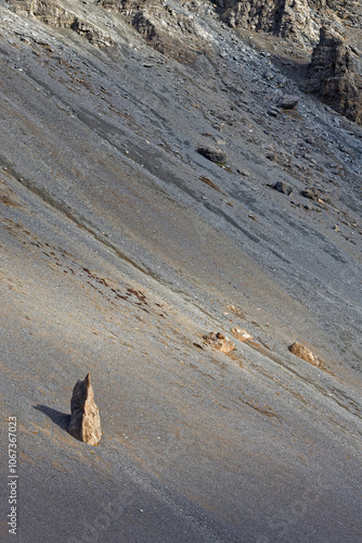 Casse deserte is a famous desolated landscape of Izoard mountain pass in french alps photo