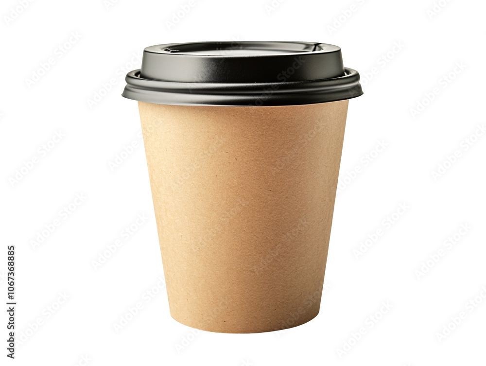 a brown paper cup with a black lid a brown paper cup with a black lid