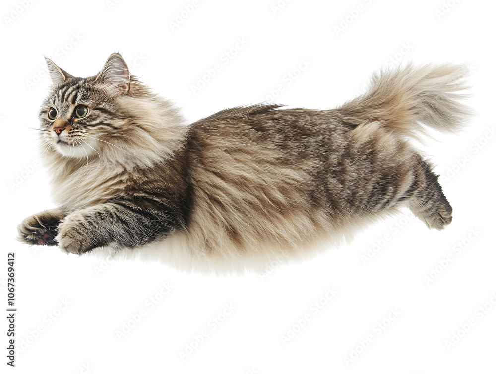 a cat running on a white background