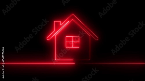 Wallpaper Mural home icon animation. Houses icon glowing neon color animation on black background. house in the night glowing neon sign. Torontodigital.ca