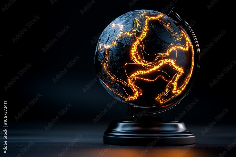 Fantasy scene of a magical globe with glowing data trails, representing mystical sources of cyber intelligence Fantasy scene of a magical globe with glowing data trails, representing mystical sources of cyber intelligence