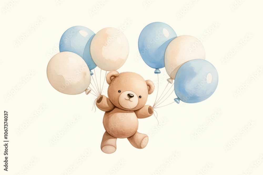 Brown teddy bear balloon outdoors snowman. Brown teddy bear balloon outdoors snowman.