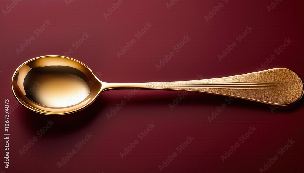 Exquisite Gold Spoon on Rich Burgundy Background. High Quality Close-Up of Luxury Tableware for Fine Dining, Culinary Branding, or Premium Product Presentation in Hospitality and Design Exquisite Gold Spoon on Rich Burgundy Background. High Quality Close-Up of Luxury Tableware for Fine Dining, Culinary Branding, or Premium Product Presentation in Hospitality and Design