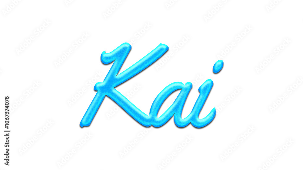 Glowing blue effect of name Kai on white background. Glowing blue effect of name Kai on white background.