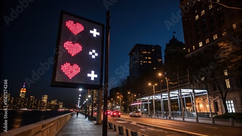 Pixel-Perfect Heart Icons: 32x32 & 24x24 Grids, Linear Design, Night Photography photo