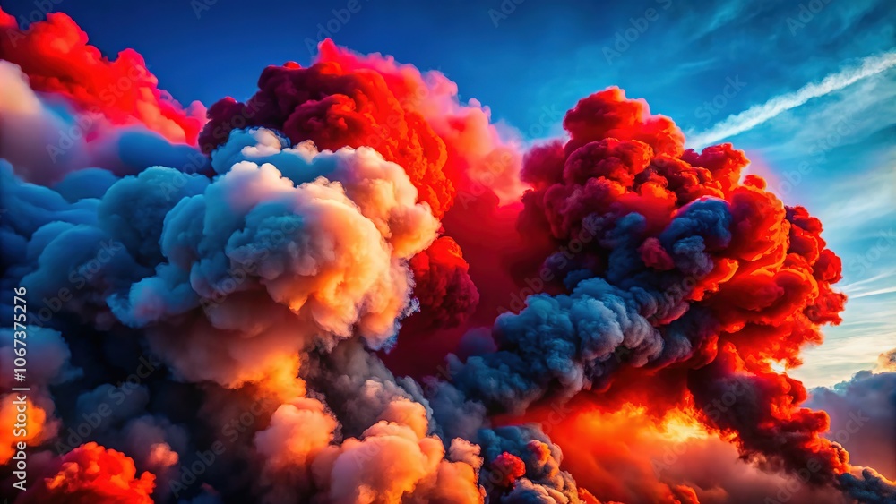 Red Smoke Blue Sky AI Photography, Dramatic Sky, Atmospheric Photography, Low Light, Smoke, Clouds Red Smoke Blue Sky AI Photography, Dramatic Sky, Atmospheric Photography, Low Light, Smoke, Clouds