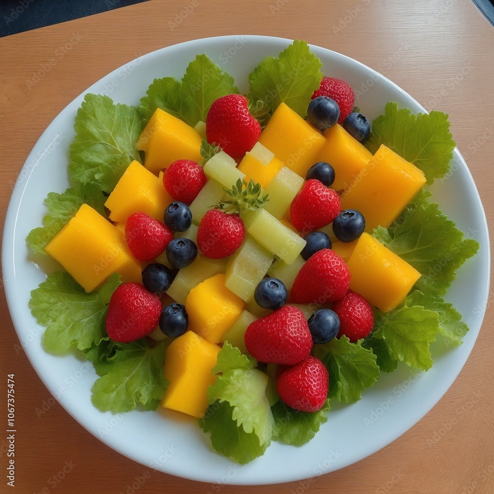 Obst Salat, Müsli, Milch. Generative AI Technologie Obst Salat, Müsli, Milch. Generative AI Technologie