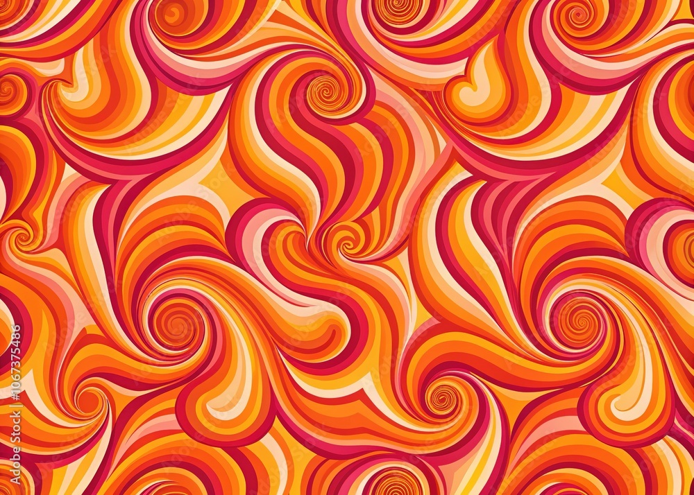 Retro swirl design, orange-pink, ideal for graphics. Blank space for copy. Retro swirl design, orange-pink, ideal for graphics. Blank space for copy.
