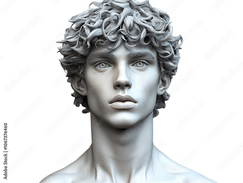 a statue of a man with curly hair a statue of a man with curly hair