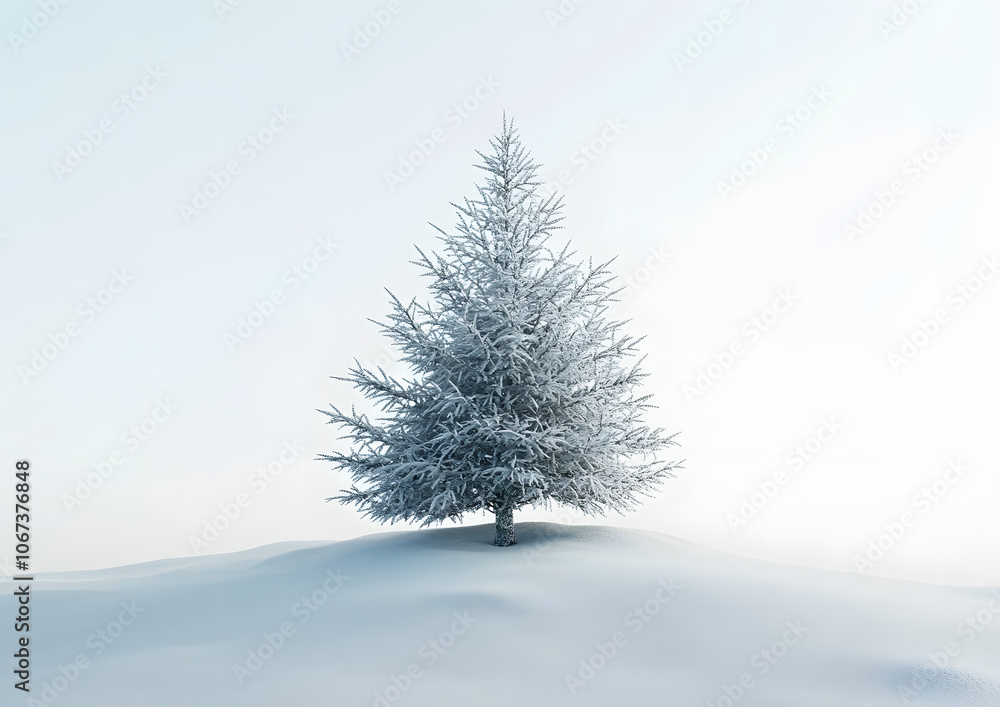 During the snow season, a spruce lies snow-covered on a slope. During the snow season, a spruce lies snow-covered on a slope.