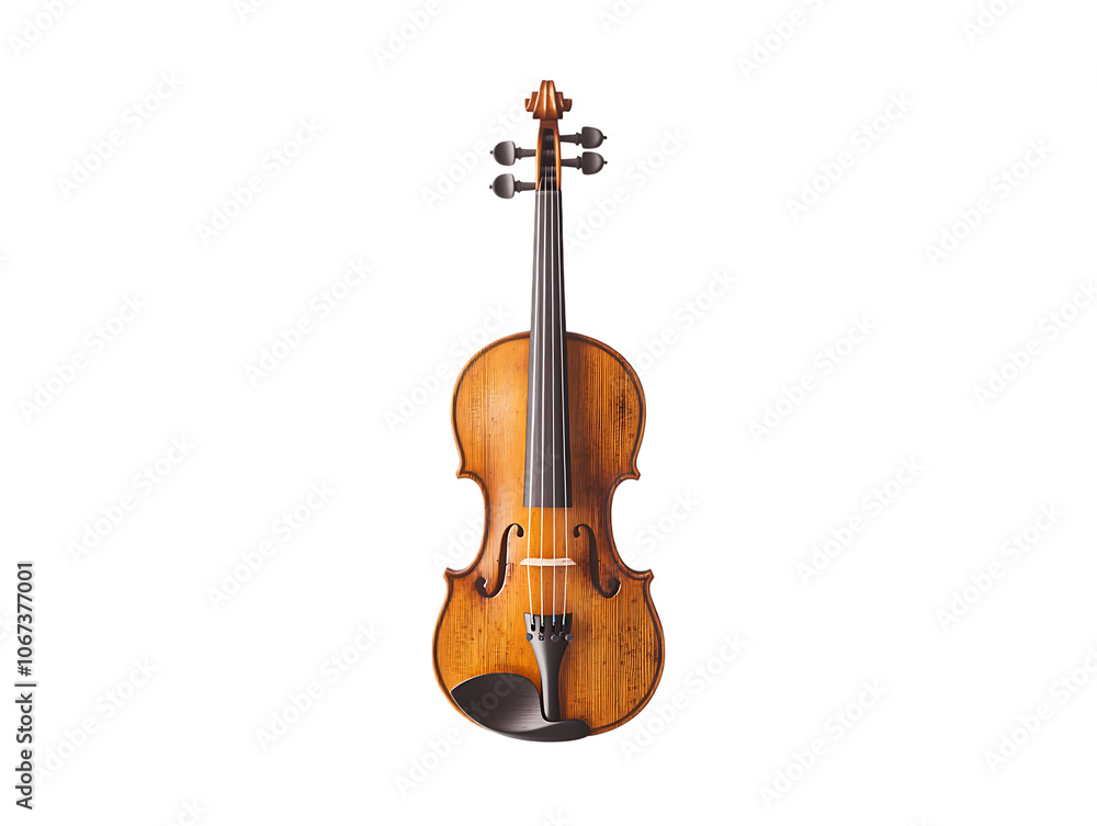 Fototapeta premium Violin, wooden instrument on a white isolated background, Transparent Background.