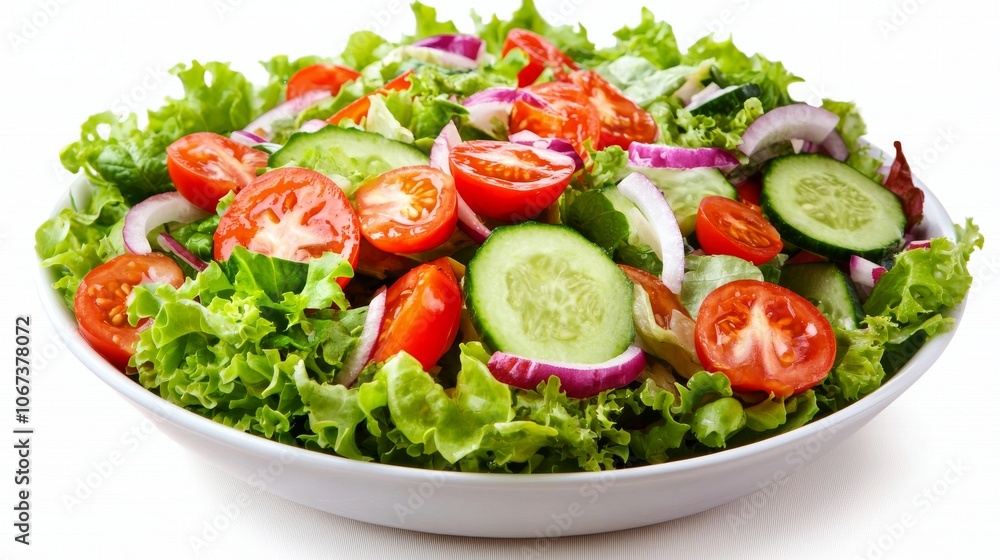 Fresh Salad with Tomatoes, Cucumbers, and Red Onion. Fresh Salad with Tomatoes, Cucumbers, and Red Onion.