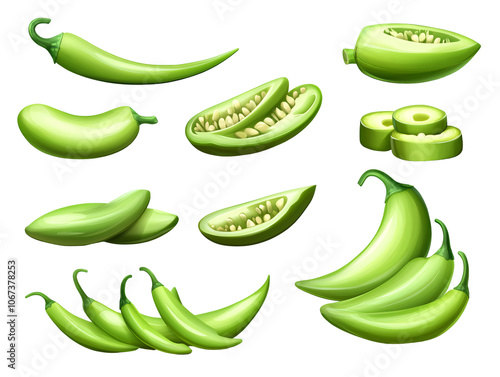 a group of green peppers