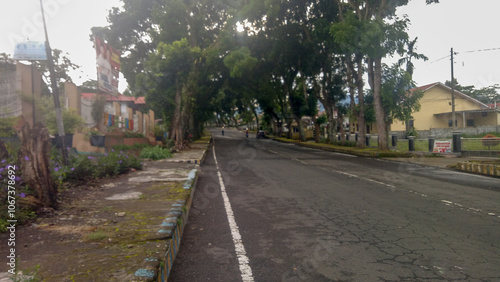 View of the street in Curup, Bengkulu, Indonesia in the morning on landscape photo