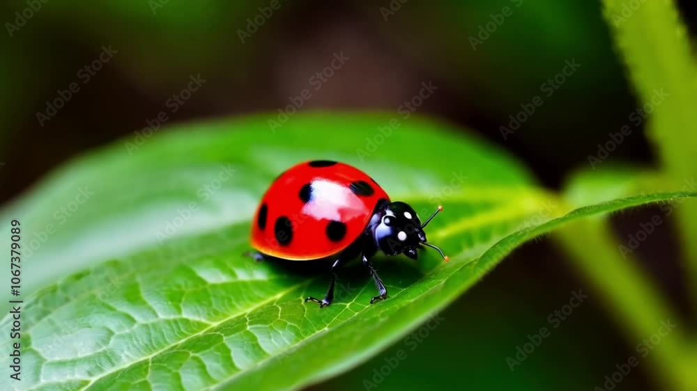 ladybug on a leaf macro, 4k video animation ladybug on a leaf macro, 4k video animation