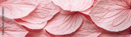 Close-up of soft pink hydrangea petals with dark veins and shadowed background, Hydrangea petals with shadow contrast macro, Delicate and moody photo