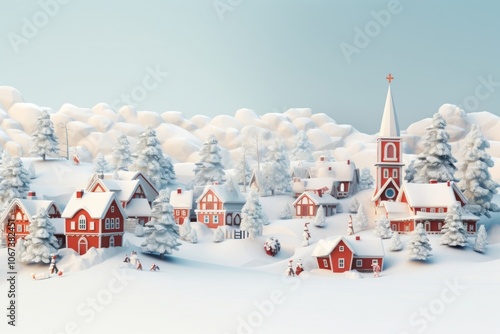 A winter village landscape christmas outdoors nature.