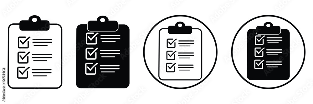Checklist icon, vector set. Clipboard icon ,vector, silhouette design. Checklist symbol design. Vector illustration. Checklist icon, vector set. Clipboard icon ,vector, silhouette design. Checklist symbol design. Vector illustration.