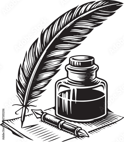 Feather pen and ink vector  image