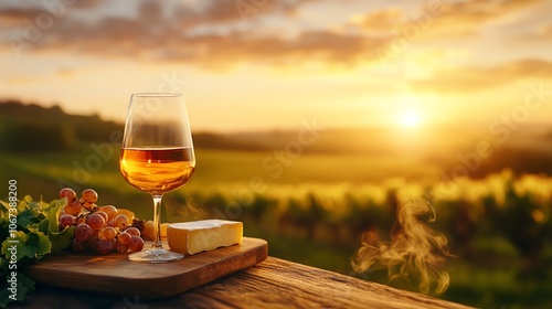 Ice wine and cheese board, Niagara vineyard