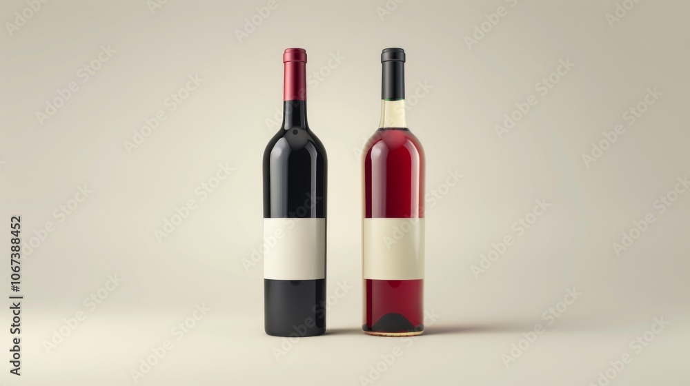 Two Wine Bottles with Blank Labels: Perfect for Your Brand Two Wine Bottles with Blank Labels: Perfect for Your Brand