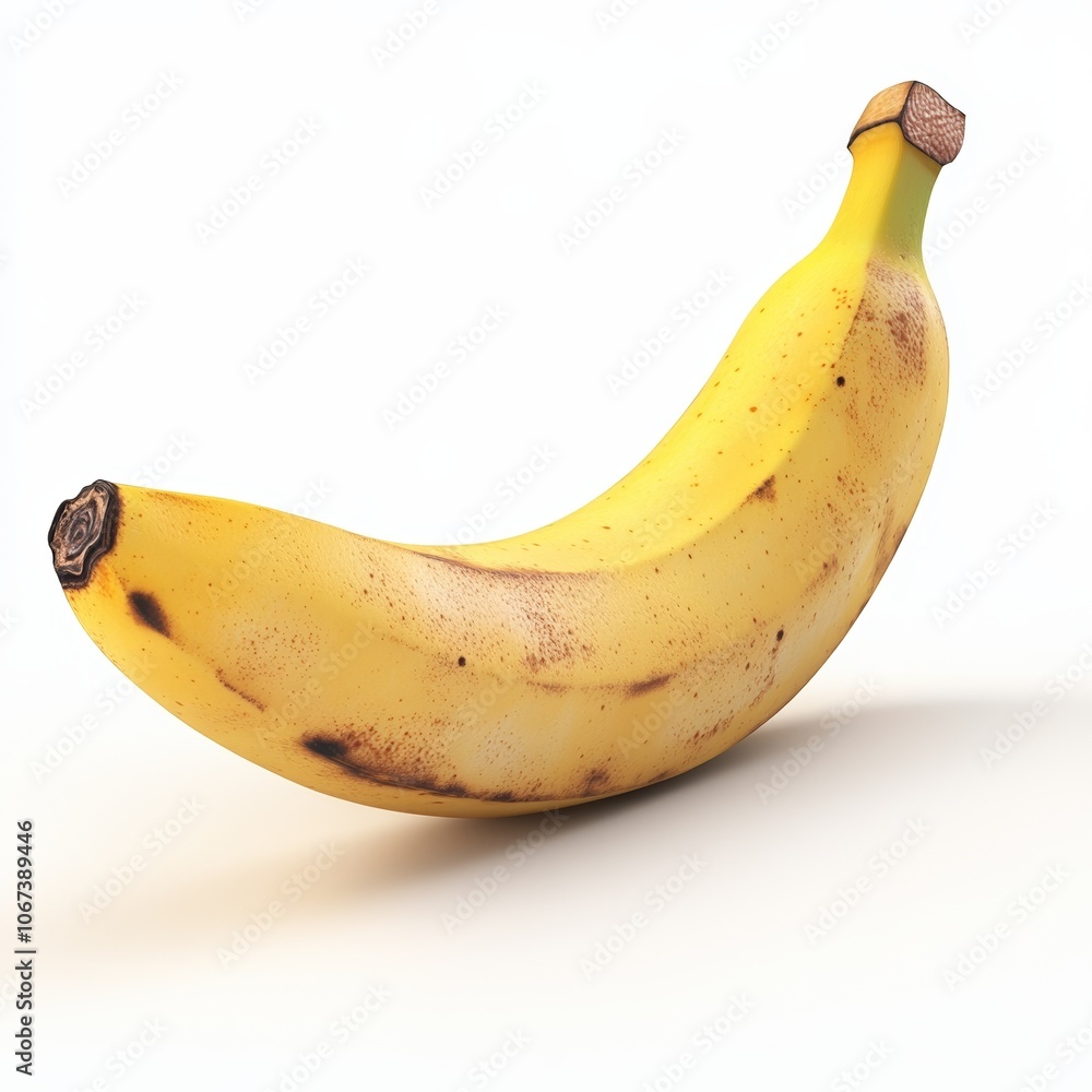 Ripe Fresh Banana on a Clean White Plate, Isolated on White Ripe Fresh Banana on a Clean White Plate, Isolated on White