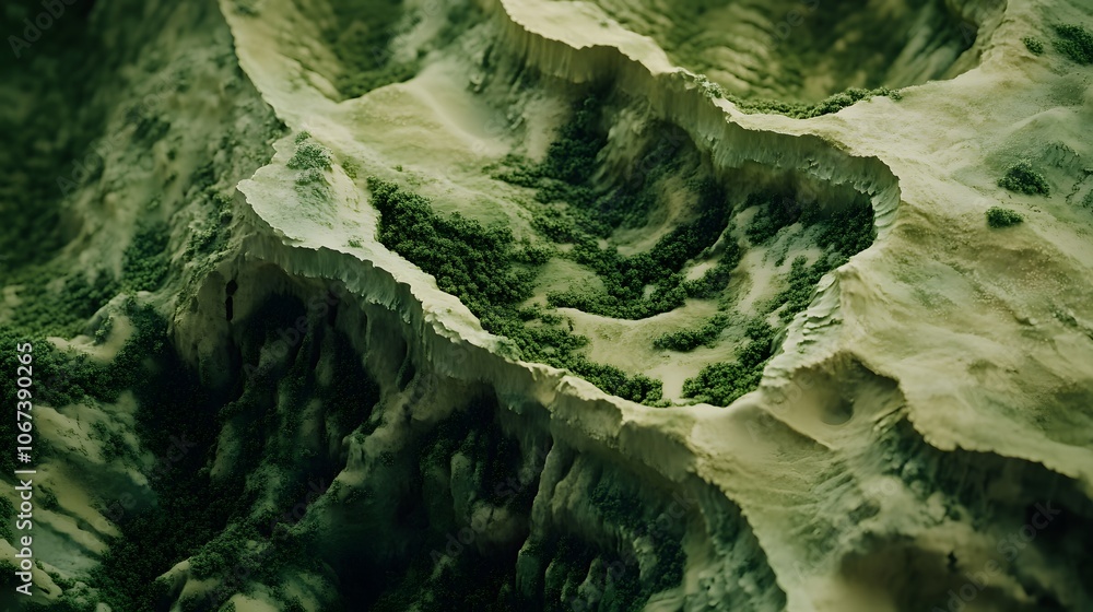 Obraz premium Layered organic textures in green and beige, suggesting a sustainable approach to earth conservation and natural landscapes, 4k resolution