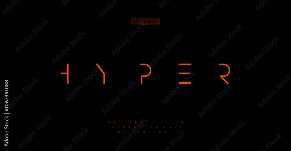 Ταπετσαρία Hyper minimalist alphabet, extremely clean letters, thin futuristic font for digital corporate branding