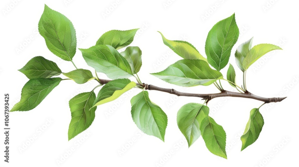 Fototapeta premium Green Leaves Branch: Fresh Spring Foliage Texture