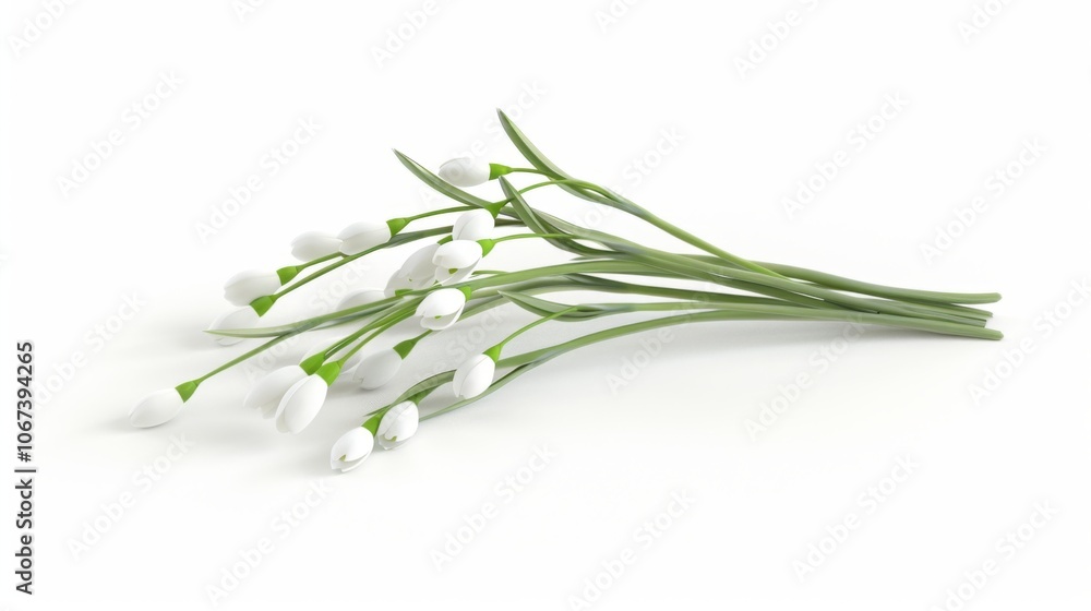 Naklejka premium Delicate White Snowdrop Flowers in Bloom - Springtime Floral Bouquet