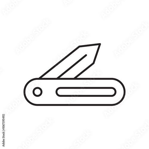 Pocket knife icon simple black line style.