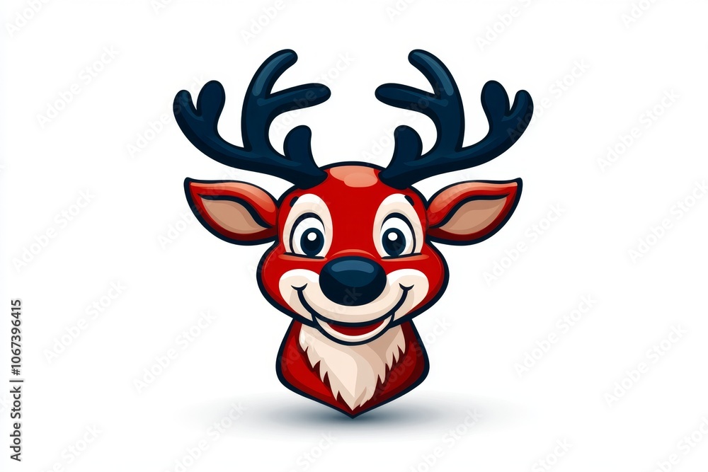 A reindeer icon with simple lines and rounded antlers, centered on a plain white background A reindeer icon with simple lines and rounded antlers, centered on a plain white background